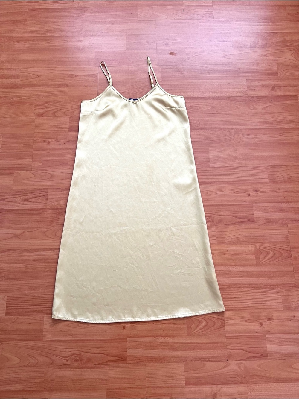 Freshman Yellow Satin Slip Dress